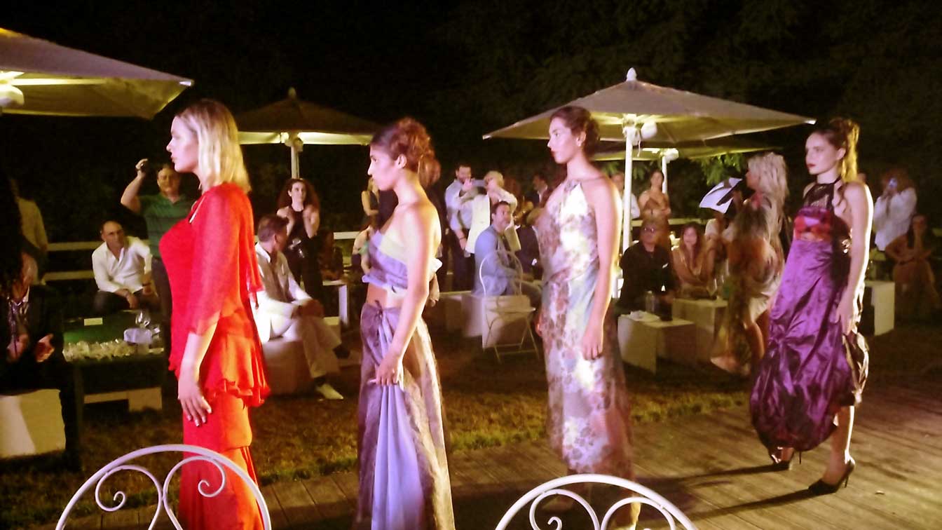World Top Model Rome fashion show event in Roman location of Profumo spazio sensoriale. Designer Eleonora Giamberduca presents women’s formal dresses